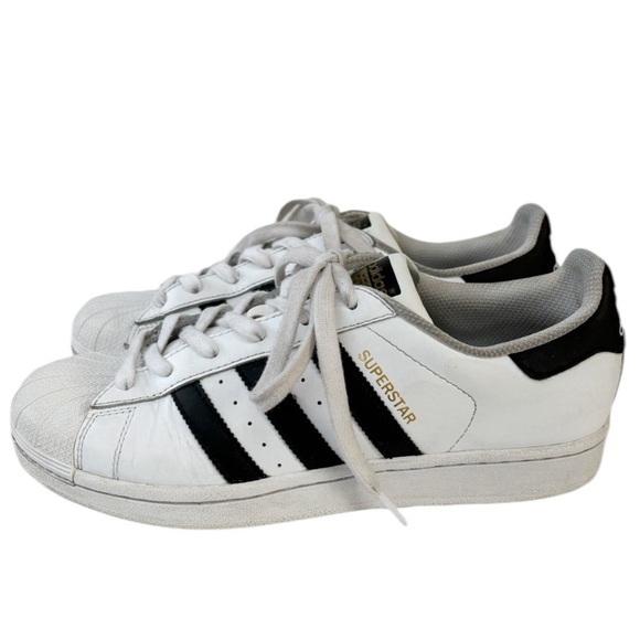 Adidas Originals Superstar Sneakers Size 7 White Leather Signature Shell Toe - Picture 4 of 12